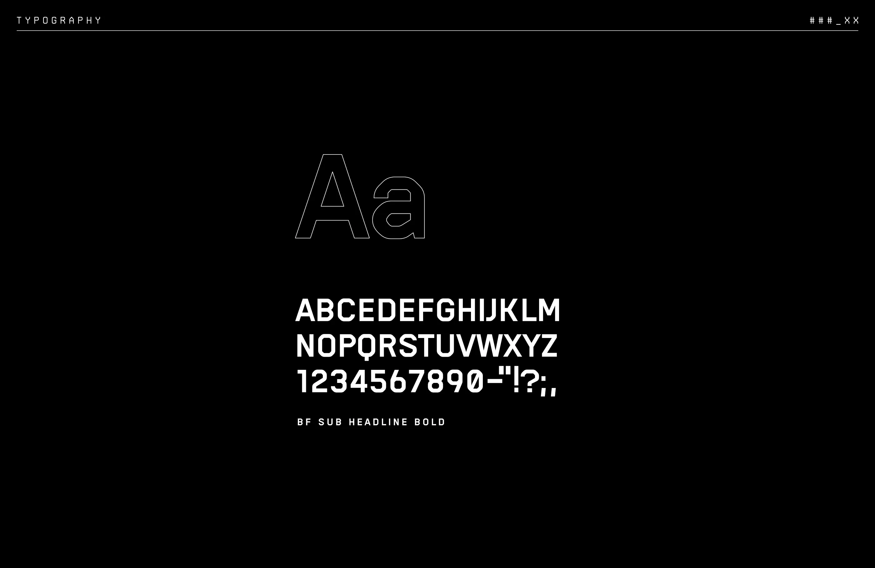 Glyph map of BF Sub Headline Bold font.