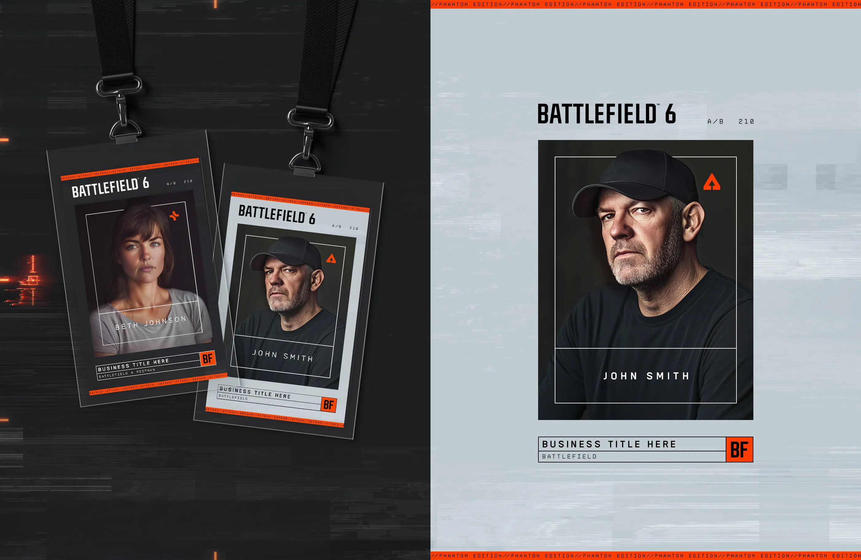 Layout featuring Battlefield 6-branded lanyards and credentials.