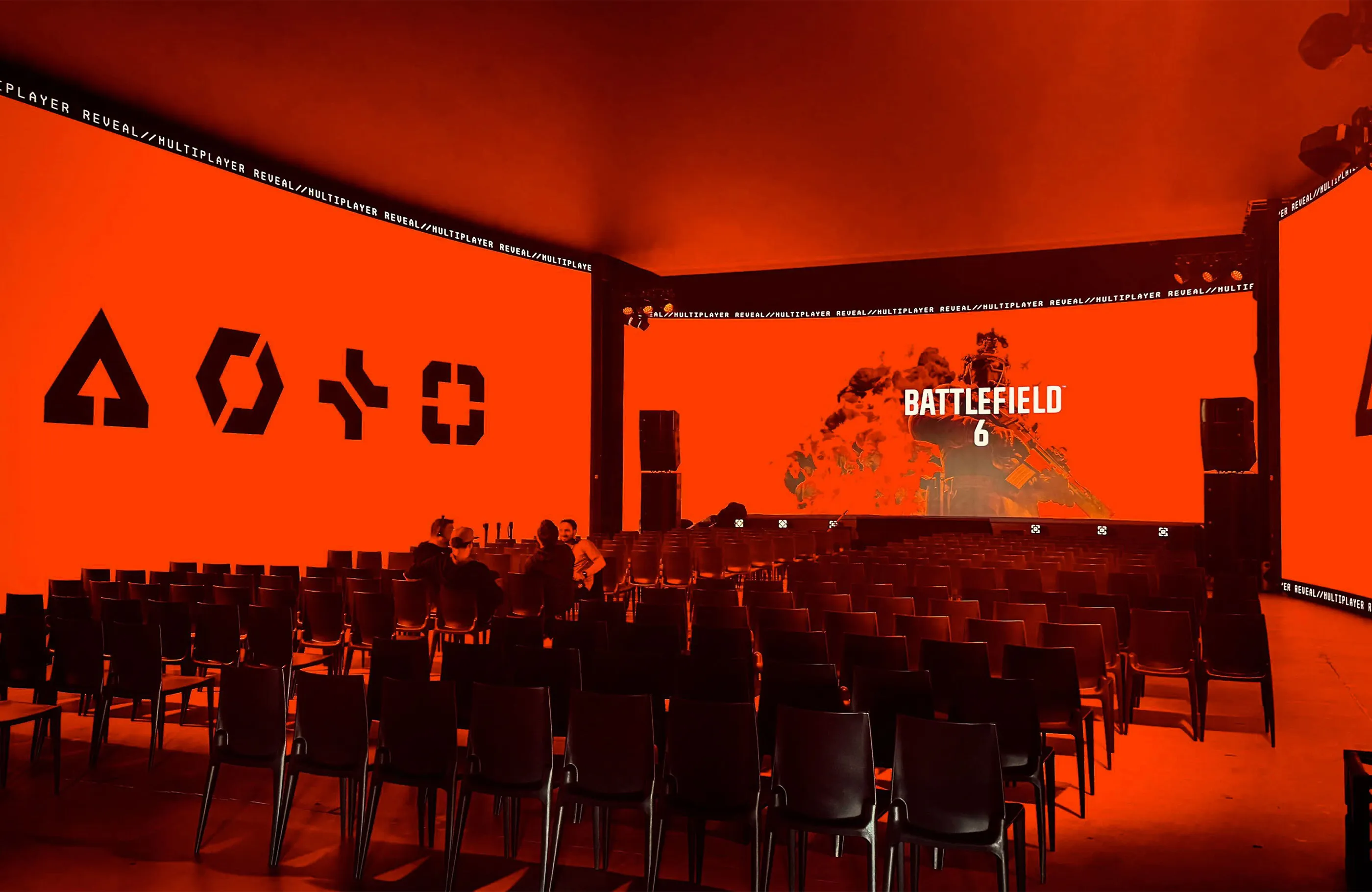 Stage and seating setup from the Battlefield 6 multiplayer reveal event.