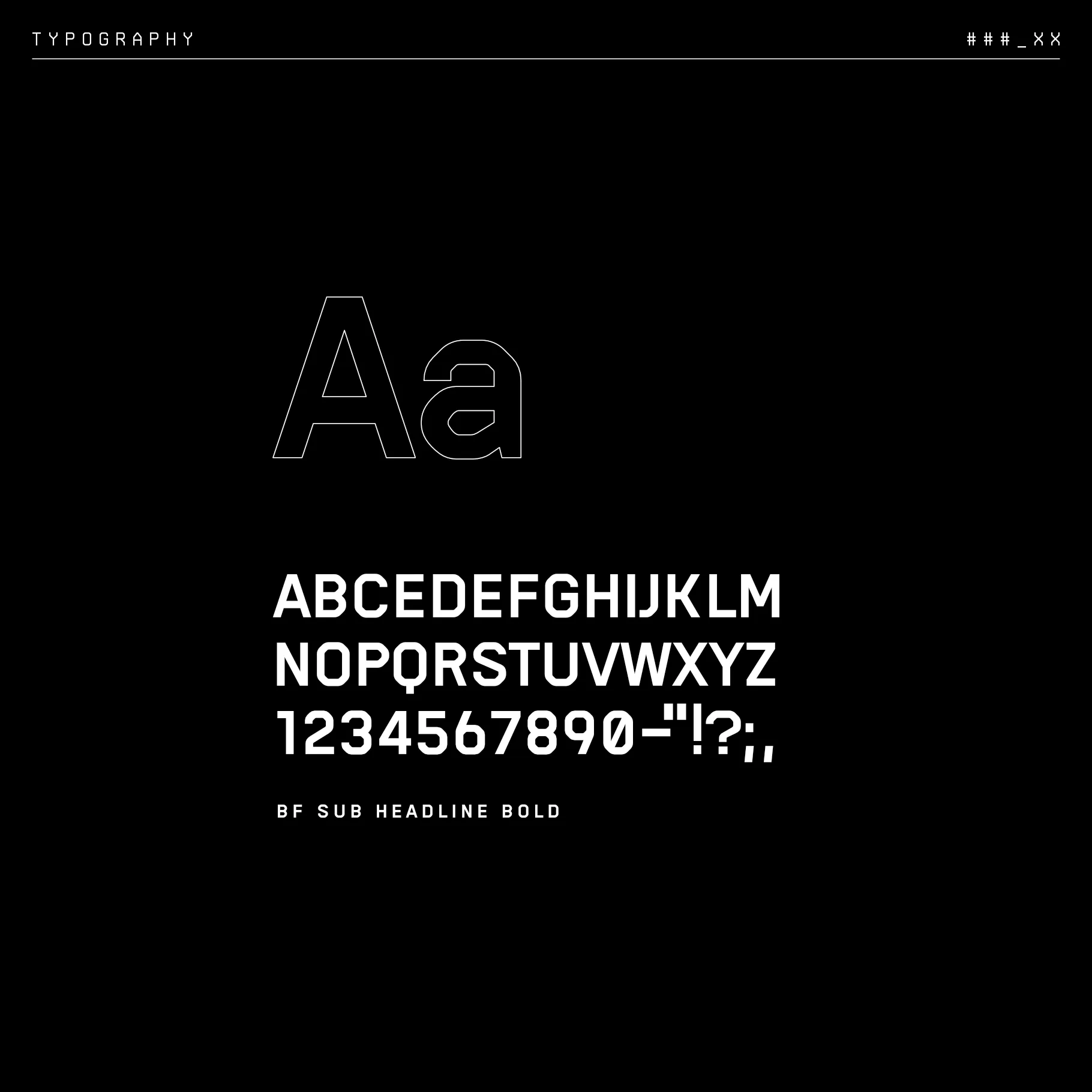 Glyph map of BF Sub Headline Bold font.
