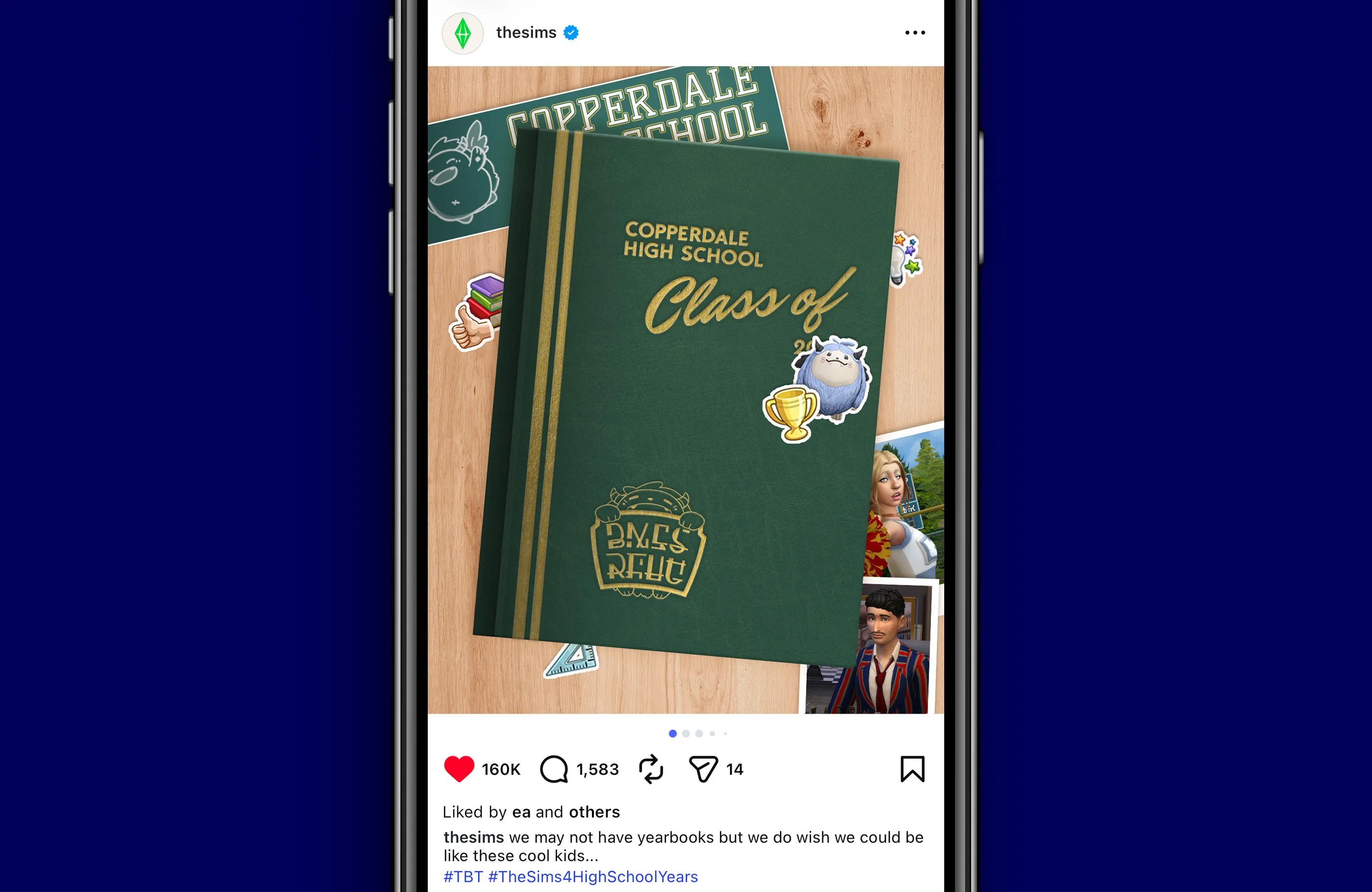 Instagram post of in-universe high school yearbook cover.