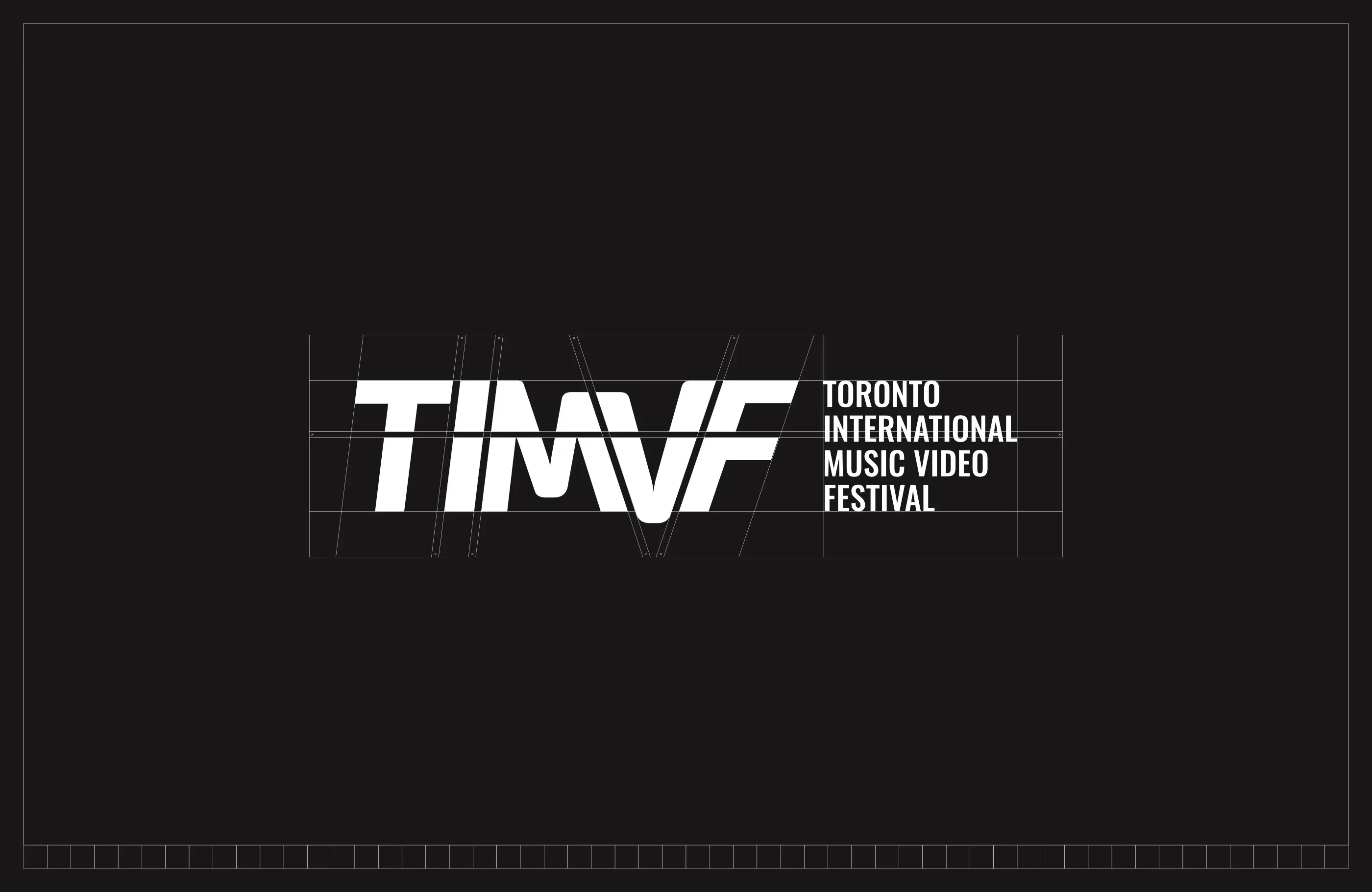 Illustration showing construction of TIMVF wordmark.