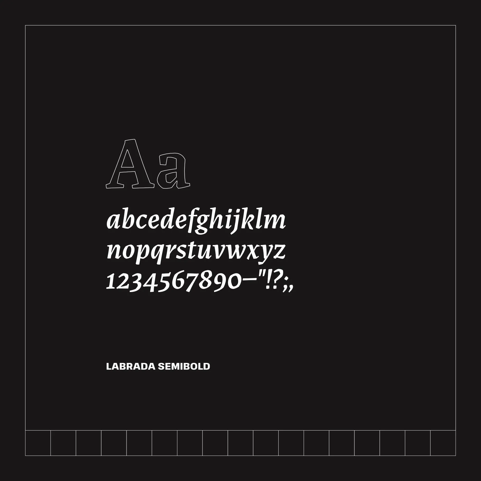 Glyph map of Labrada Semibold font.