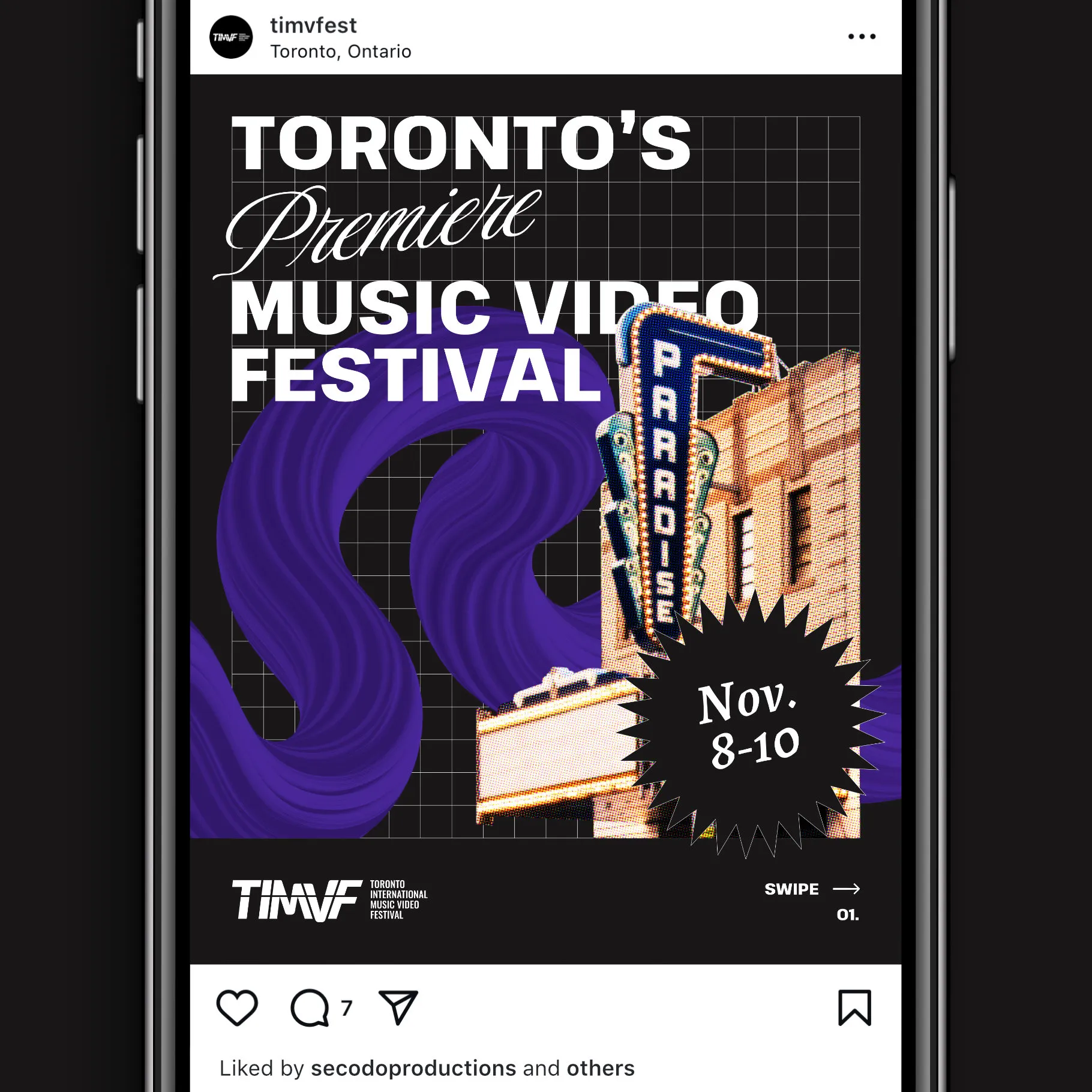 Instagram post with event dates.